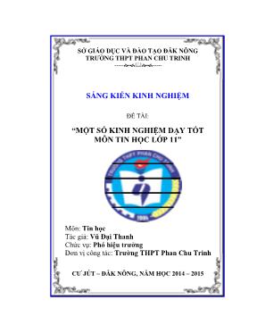 Một số kinh nghiệm dạy tốt môn tin học lớp 11